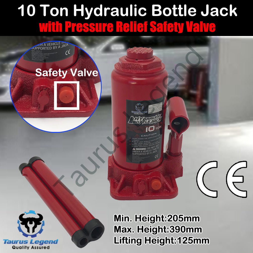 4x 10 Ton GS Hydraulic Bottle Jack w/Safety Valve Car Van Truck Caravan 4WD Lift