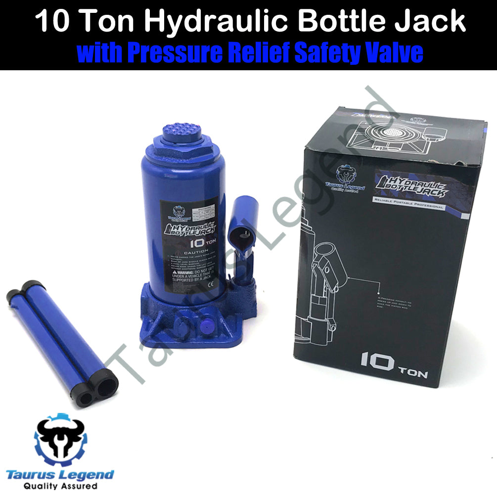 10 Ton High Quality Hydraulic Bottle Jack Car Van Truck Caravan W/ Safety Valve