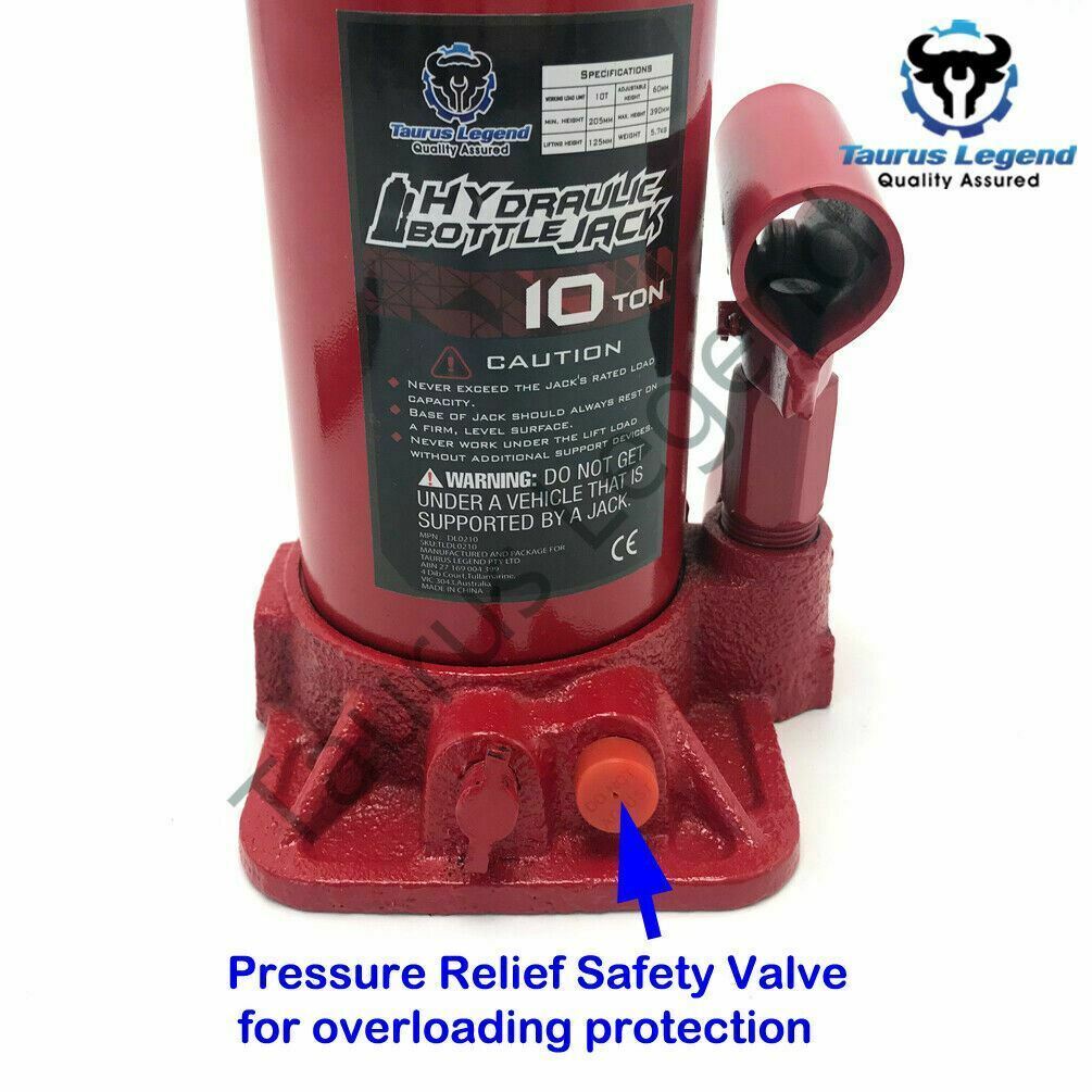 10 Ton High Quality Hydraulic Bottle Jack Car Van Truck Caravan W/ Safety Valve