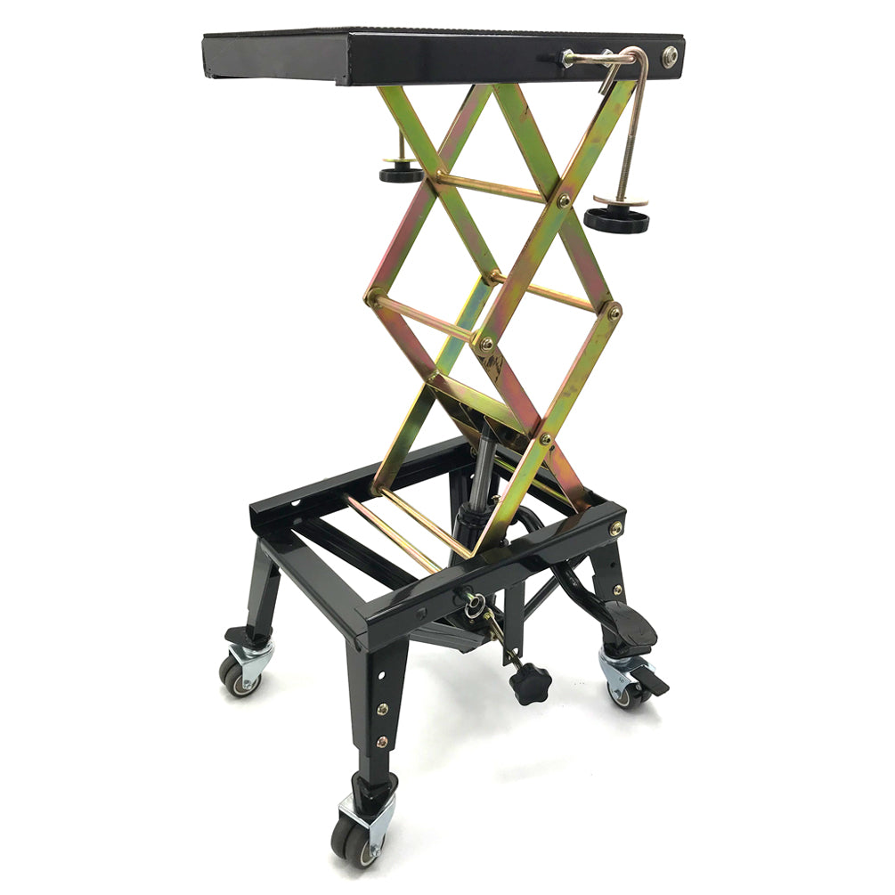 350lbs Light Motorbike Lift Dirt Bike Hydraulic Scissor Jack Hoist with Castors