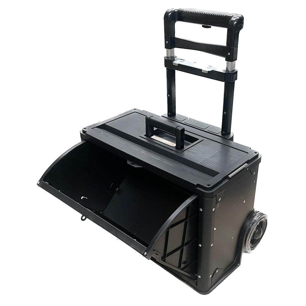 Lockable Rolling Tool Box on Wheels 3 Compartment Combination Telescopic Handle