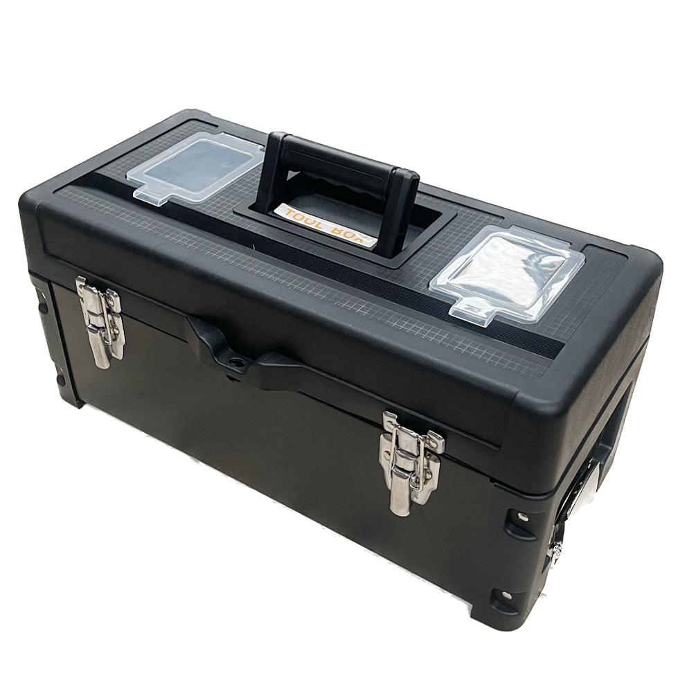 Lockable Rolling Tool Box on Wheels 3 Compartment Combination Telescopic Handle