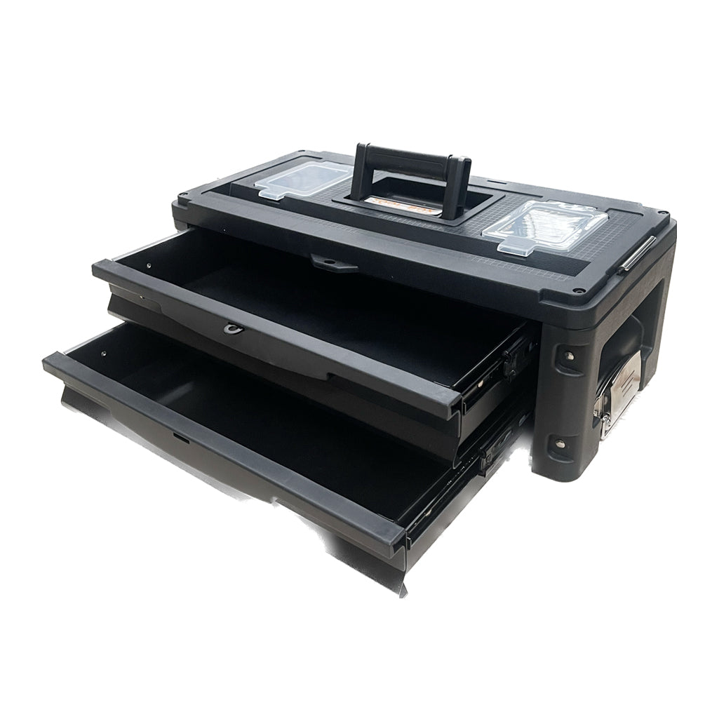 Lockable Rolling Tool Box on Wheels 3 Compartment Combination Telescopic Handle