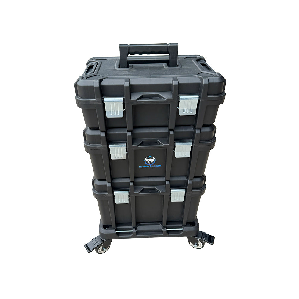 4 in 1 Mobile Tool Box Rolling Tool Chest ABS Storage w Lockable Castors