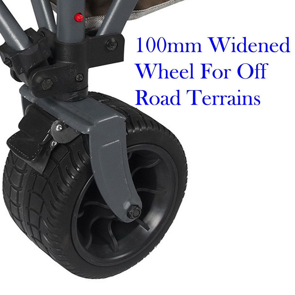 Collapsible Camping Wagon Outdoor Cart 200L Storage Trolley Off Road Wheel Black