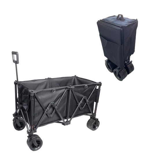 Collapsible Camping Wagon Outdoor Cart 200L Storage Trolley Off Road Wheel Black