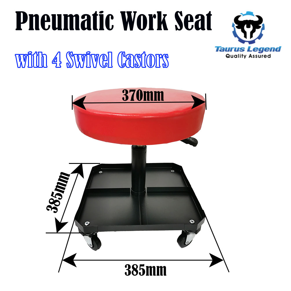 150kg Pneumatic Roller Seat Mechanic Rolling Stool with Square Tool Tray