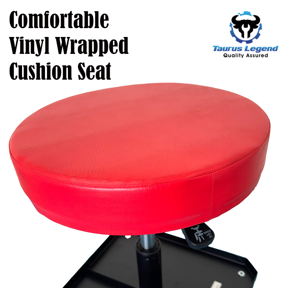 150kg Pneumatic Roller Seat Mechanic Rolling Stool with Square Tool Tray
