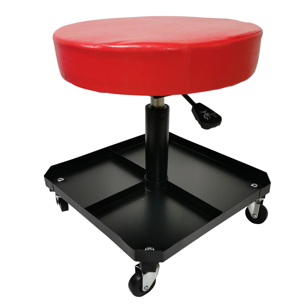 150kg Pneumatic Roller Seat Mechanic Rolling Stool with Square Tool Tray