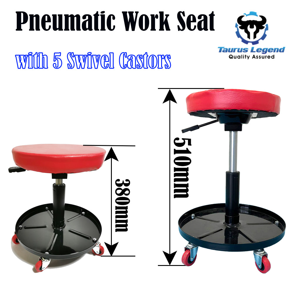 Pneumatic Roller Seat Mechanic Rolling Stool With Tool Tray 150kg Capacity