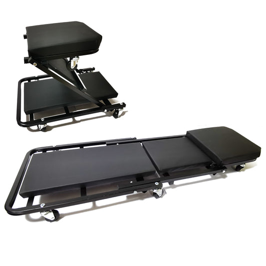 48" 2 in 1 Folding Creeper Mechanic Stool Seat Garage Repair Trolley Workshop
