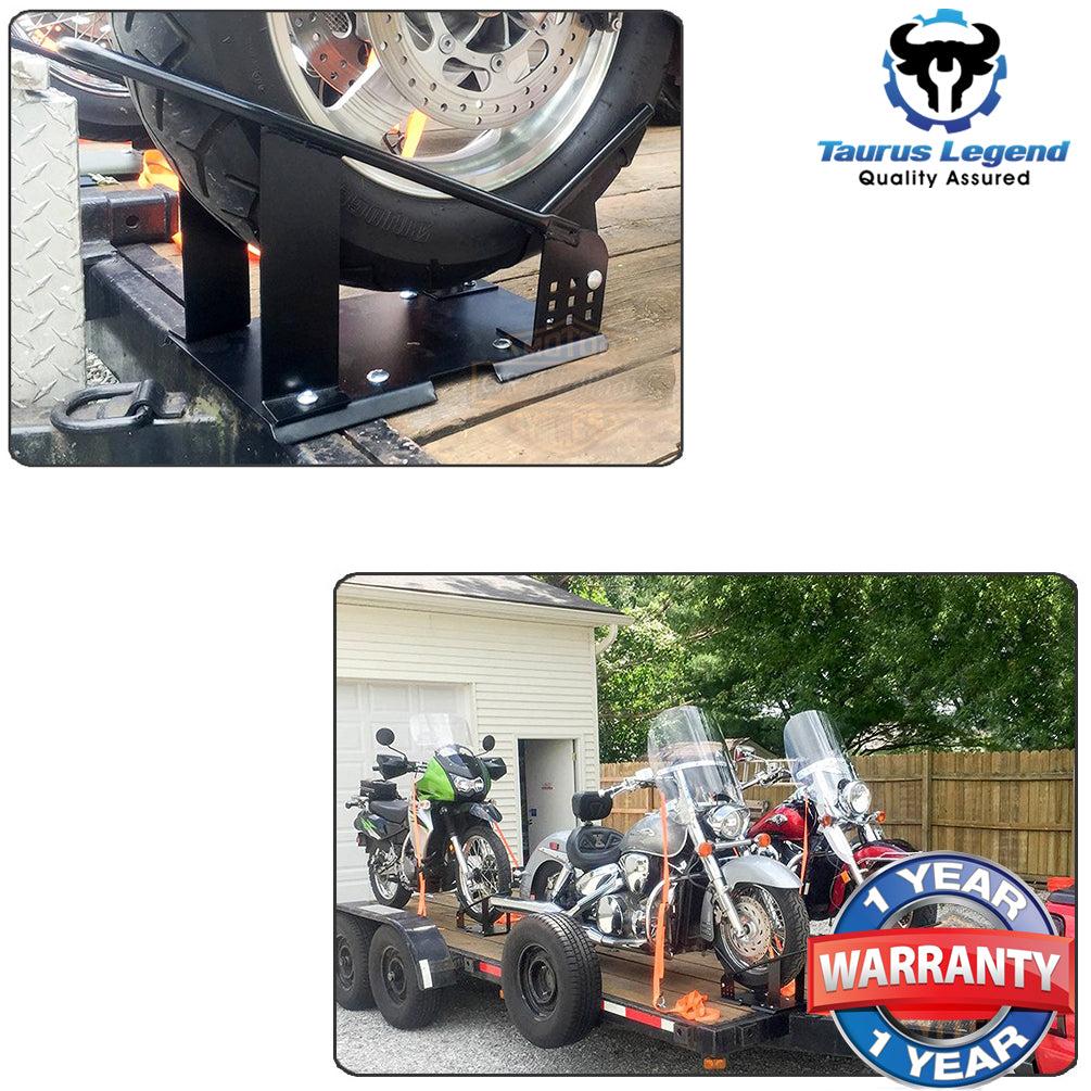 17"-21" Motorcycle Front Wheel Chock Motorbike Trailer Stand 12 Adjustable Holes