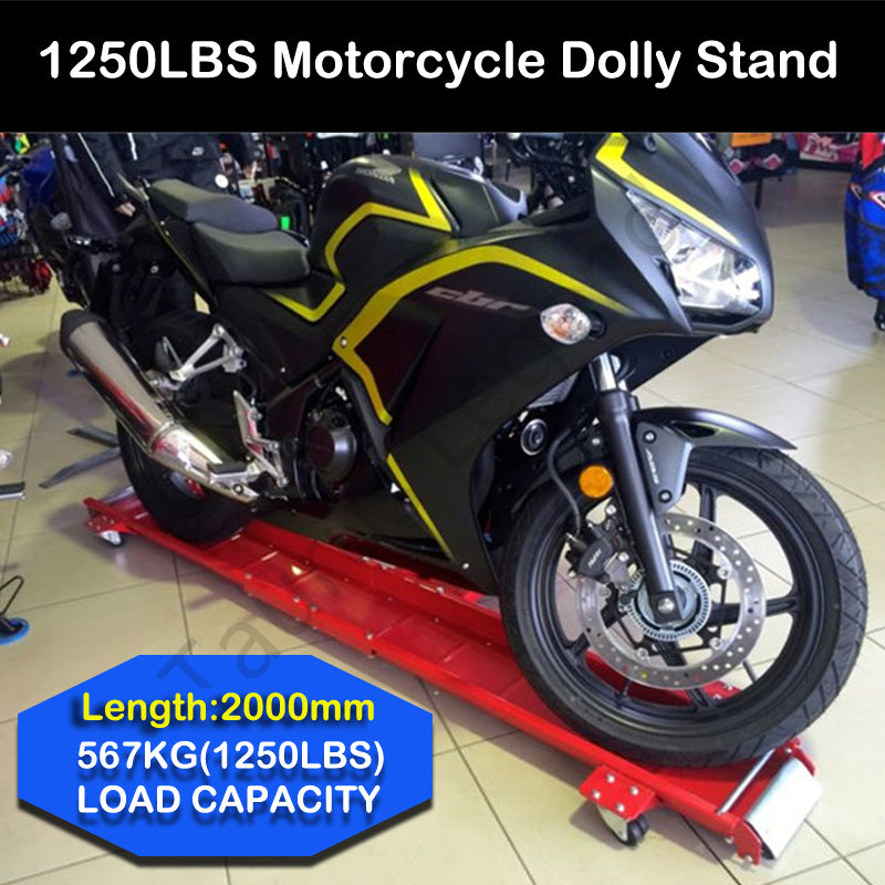 567kg Heavy Motorcycle Motorbike Dolly Mover Loader Parking Stand-Red