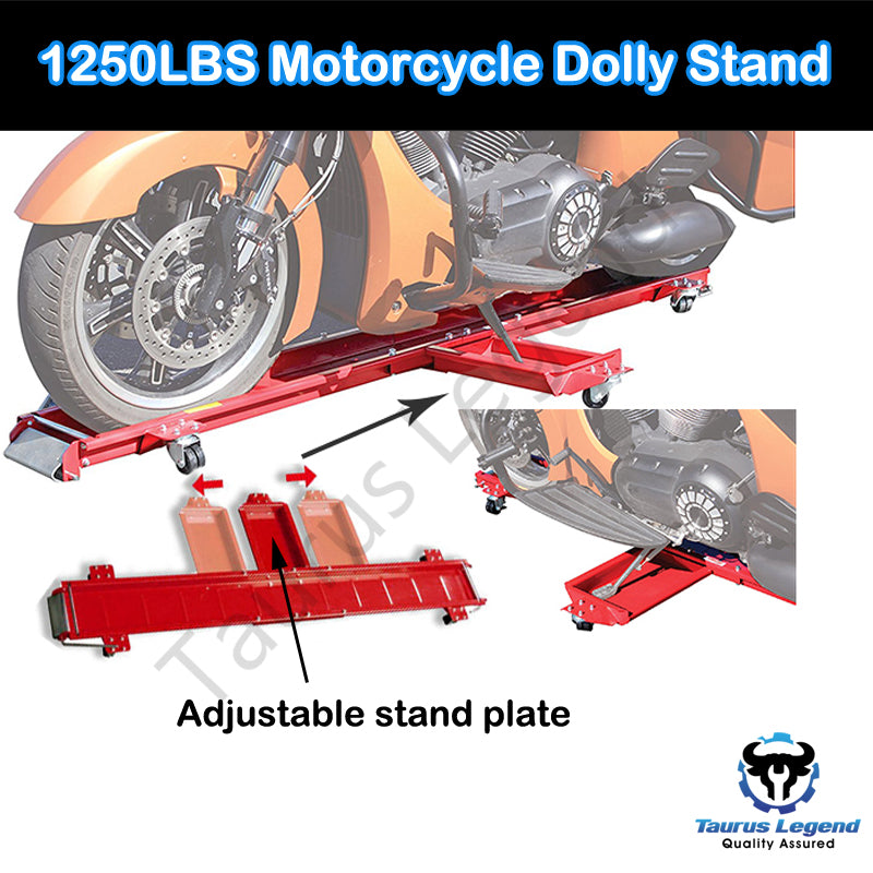 567kg Heavy Motorcycle Motorbike Dolly Mover Loader Parking Stand-Red