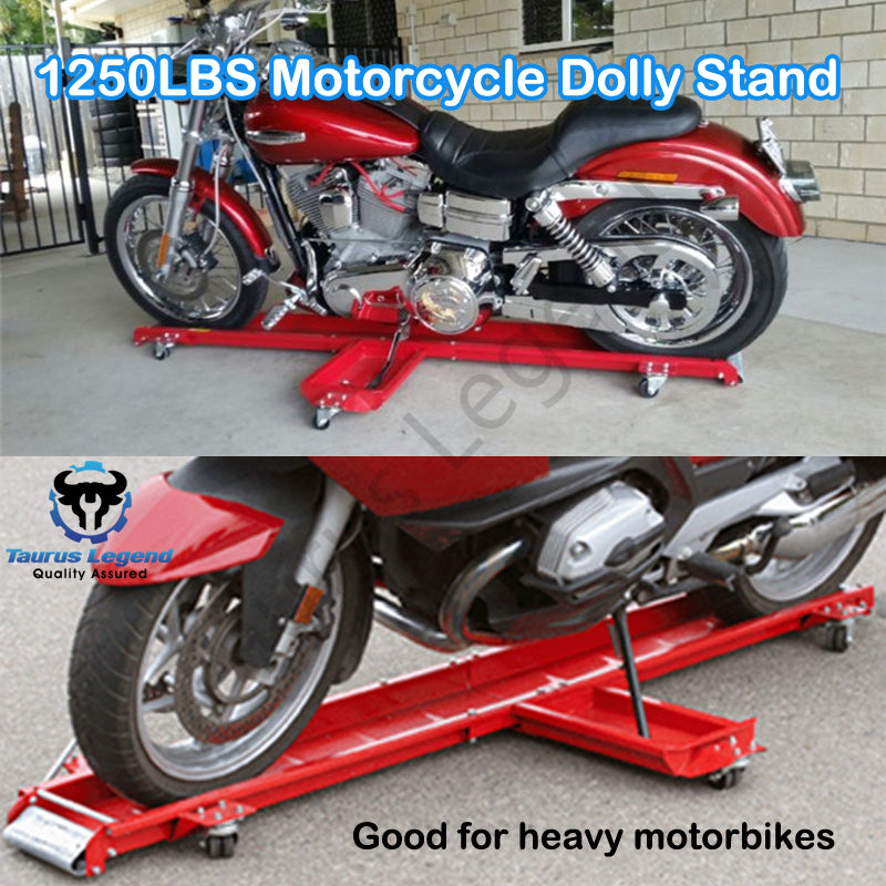 567kg Heavy Motorcycle Motorbike Dolly Mover Loader Parking Stand-Red