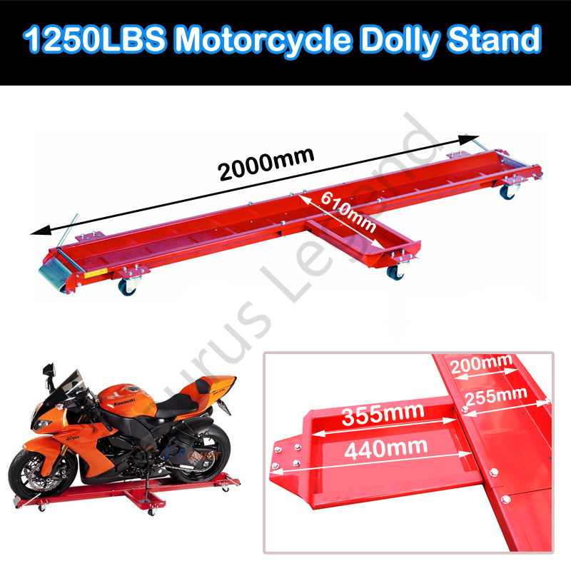 567kg Heavy Motorcycle Motorbike Dolly Mover Loader Parking Stand-Red