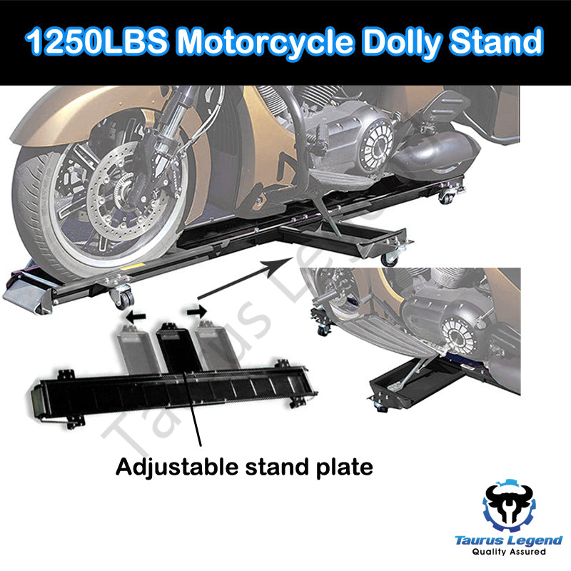 567kg Heavy Motorcycle Motorbike Dolly Mover Loader Parking Stand Wheel Chock-BK