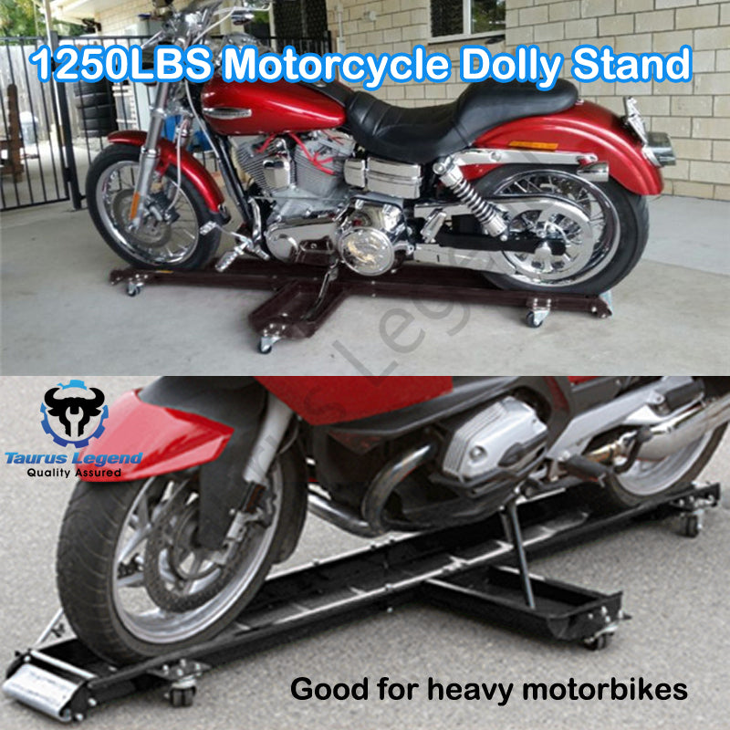 567kg Heavy Motorcycle Motorbike Dolly Mover Loader Parking Stand Wheel Chock-BK