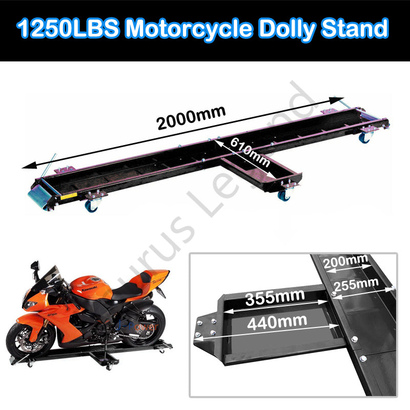 567kg Heavy Motorcycle Motorbike Dolly Mover Loader Parking Stand Wheel Chock-BK