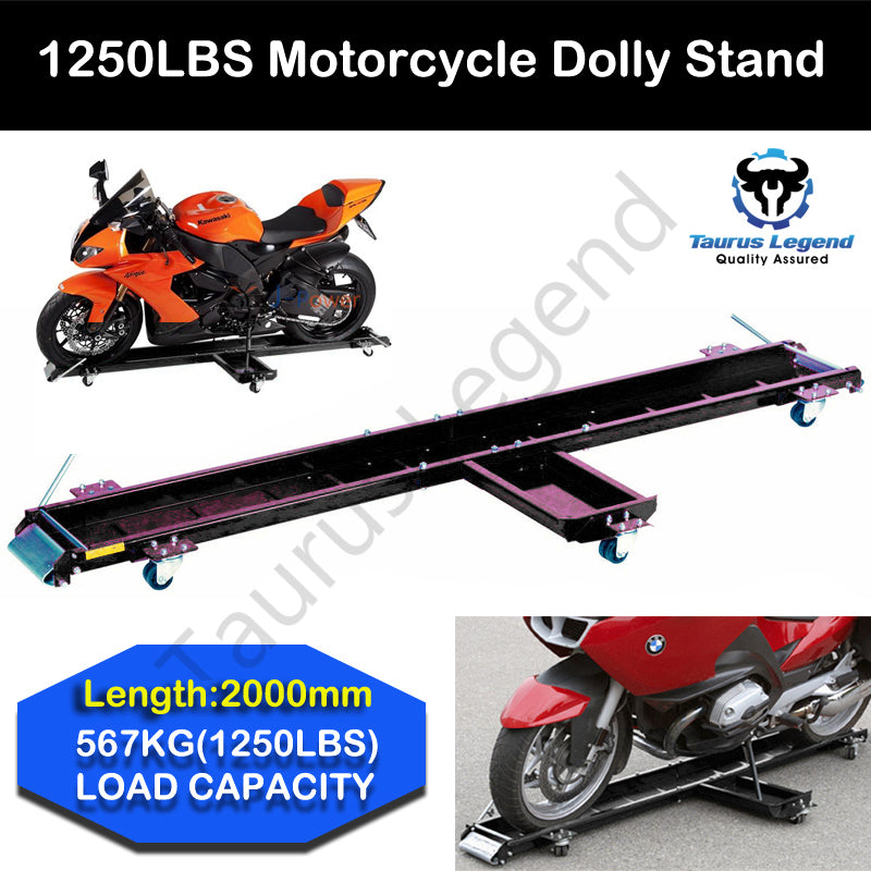 567kg Heavy Motorcycle Motorbike Dolly Mover Loader Parking Stand Wheel Chock-BK