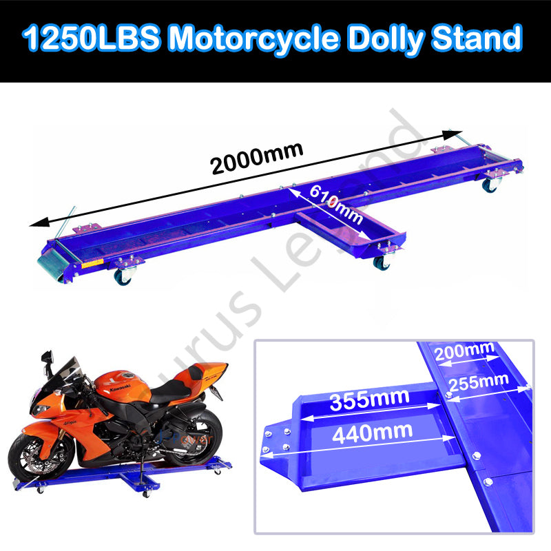 567kg Heavy Motorcycle Motorbike Dolly Mover Loader Parking Stand-Blue
