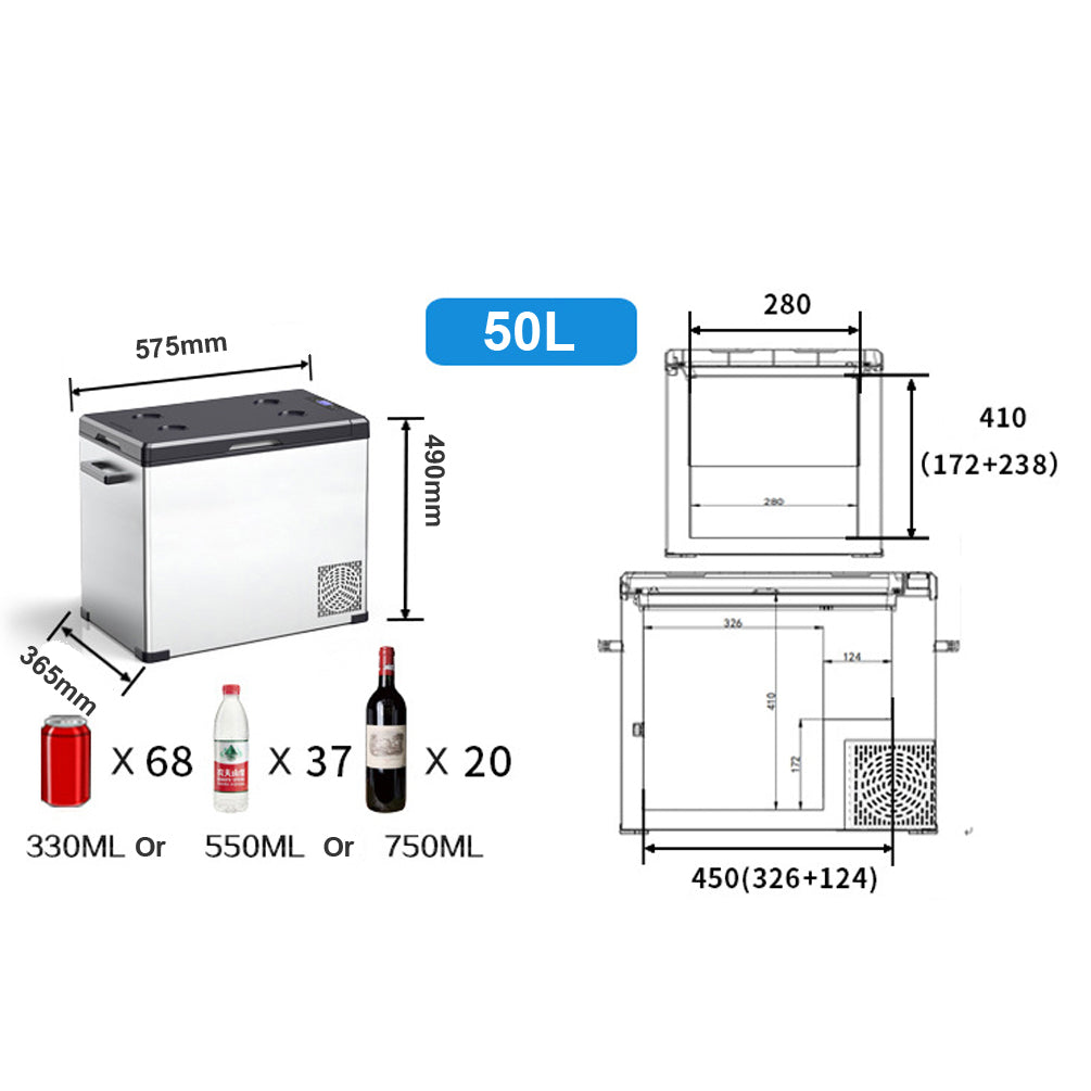 50L Portable Car Fridge Freezer for Camping SUV Truck 4WD Caravan Boat 12/240V