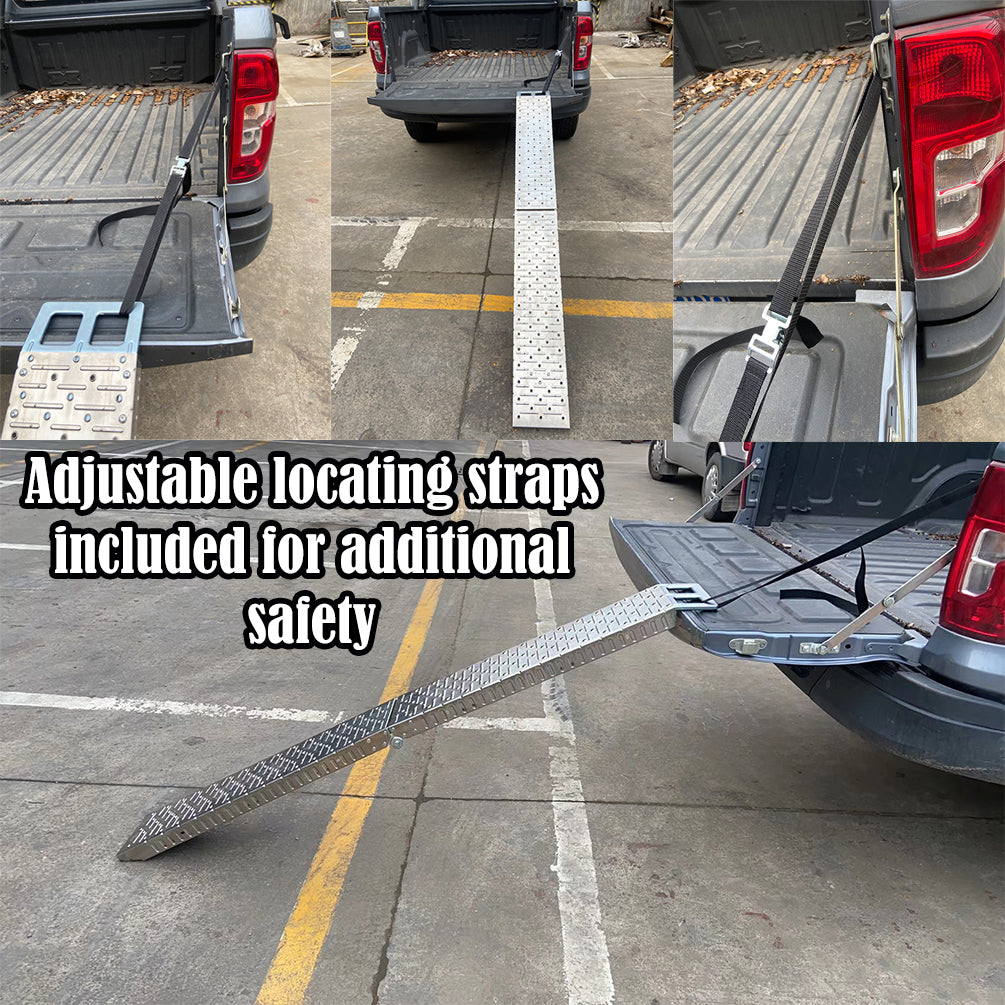 300kg Stainless Steel Dirt Bike Loading Ramp with Safety Strap for Ute Truck Van