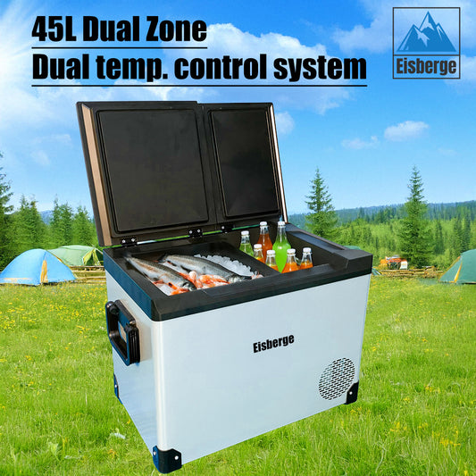 45L Dual Zone Dual Temperature Control Portable Fridge Freezer for Car Boat Home