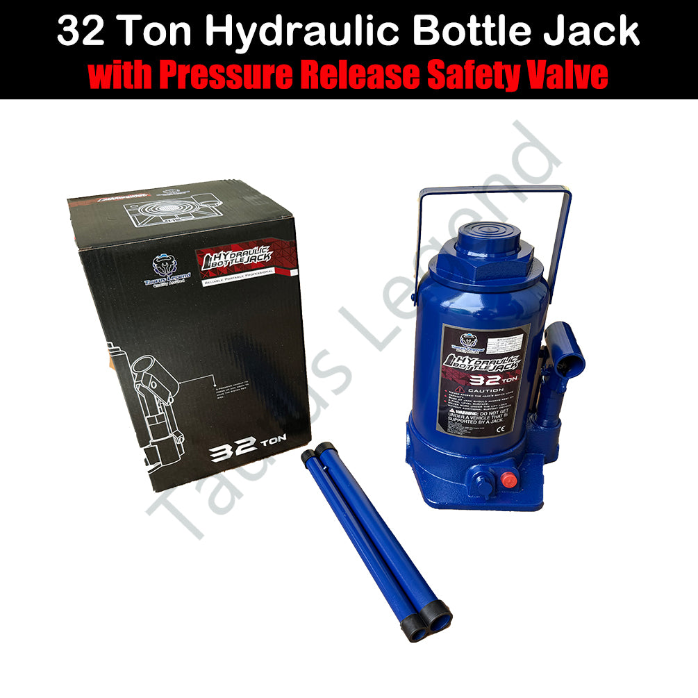2PC 32 Ton Hydraulic Bottle Jack Car Van Truck Caravan Lift W/ Safety Valve