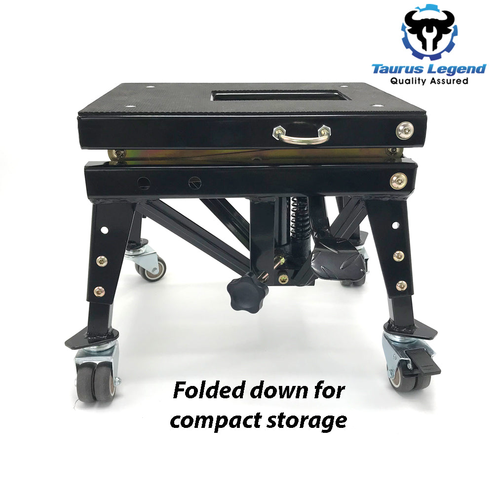 350lbs Light Motorbike Lift Dirt Bike Hydraulic Scissor Jack Hoist with Castors