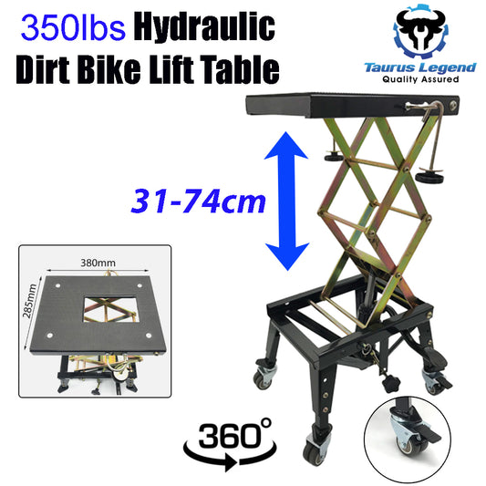 350lbs Light Motorbike Lift Dirt Bike Hydraulic Scissor Jack Hoist with Castors