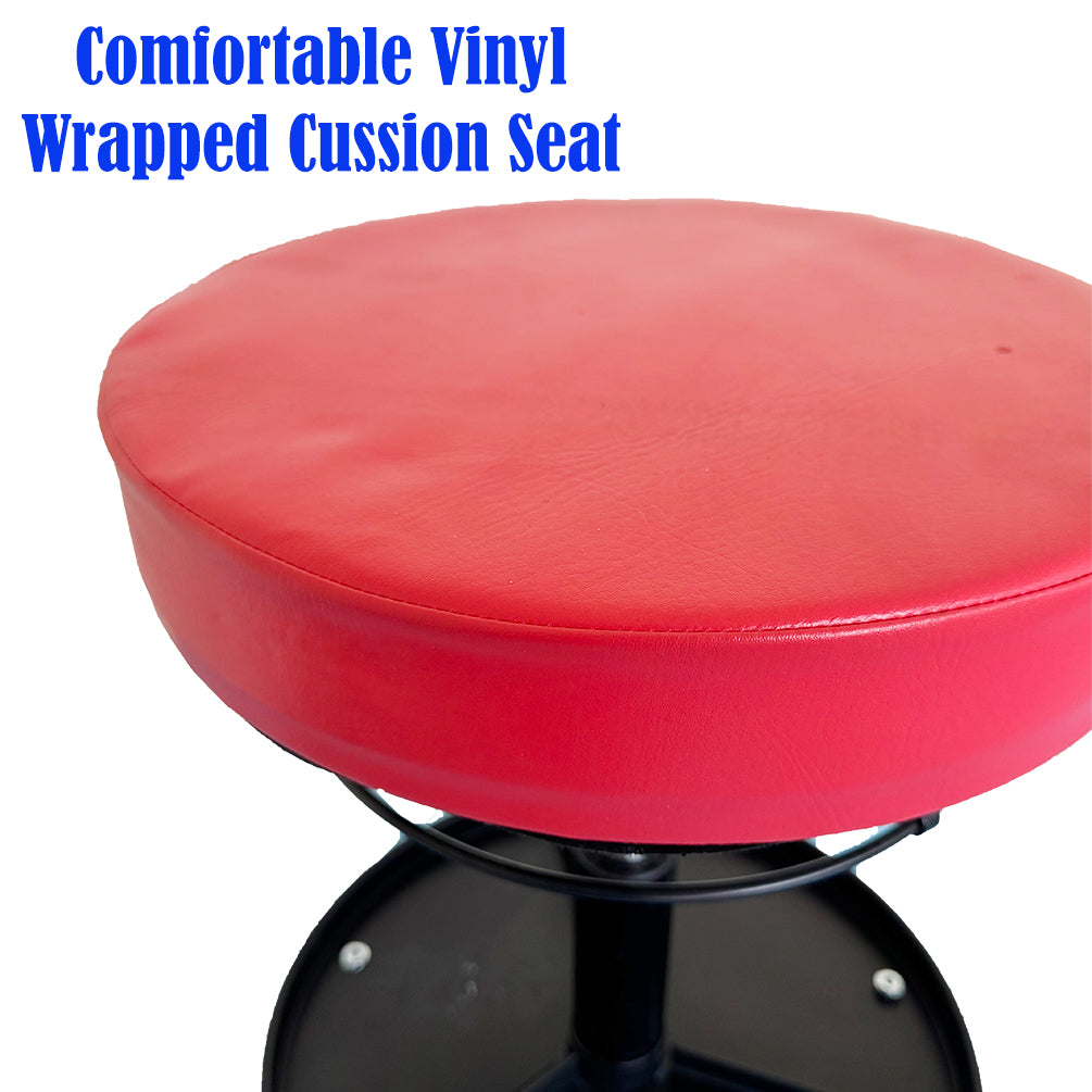 150kg Pneumatic Roller Seat Mechanic Rolling Stool with Round Tool Tray