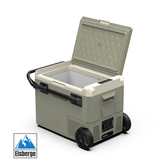 Eisberge 45L portable fridge with open lid, side vents and power connection