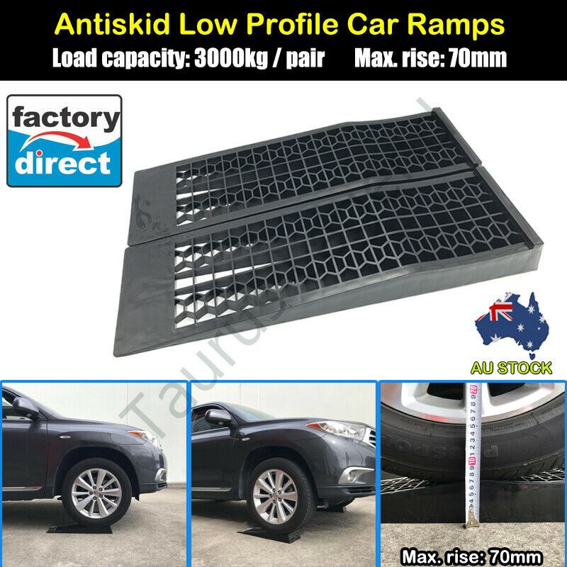 3000kg Super Low Profile NEW Car Ramps 7cm Rise Antiskid Service Ramp (1 Pair)