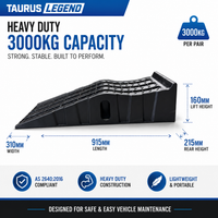 3000kg Car Ramps Set 170mm High Rise Heavy Duty Service Ramps AS2640
