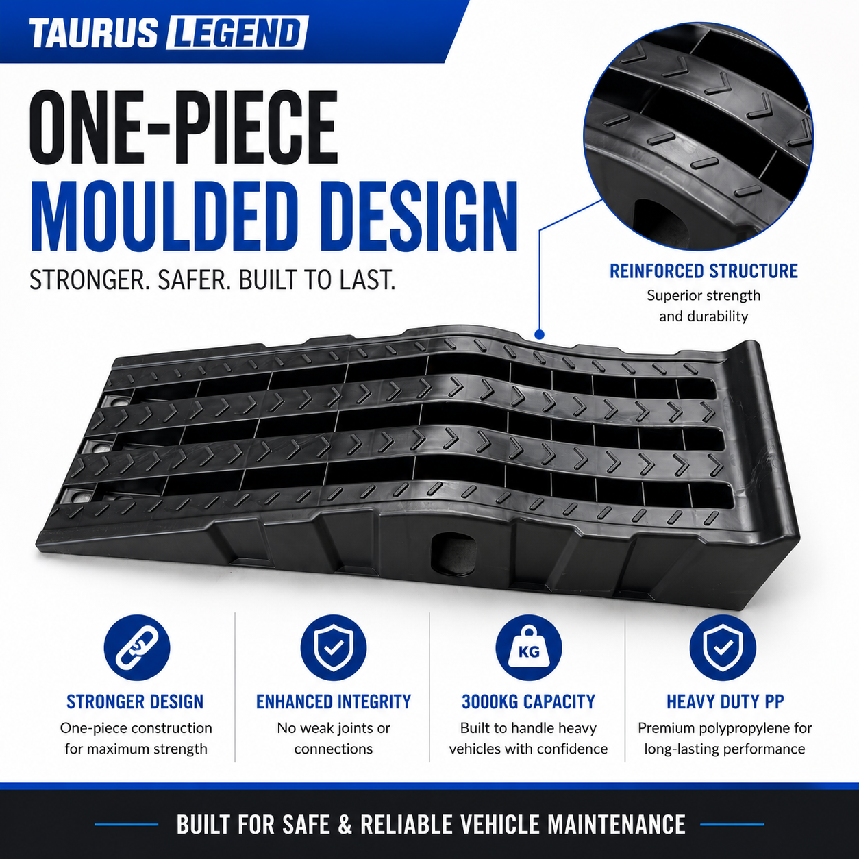 3000kg Car Ramps Set 170mm High Rise Heavy Duty Service Ramps AS2640