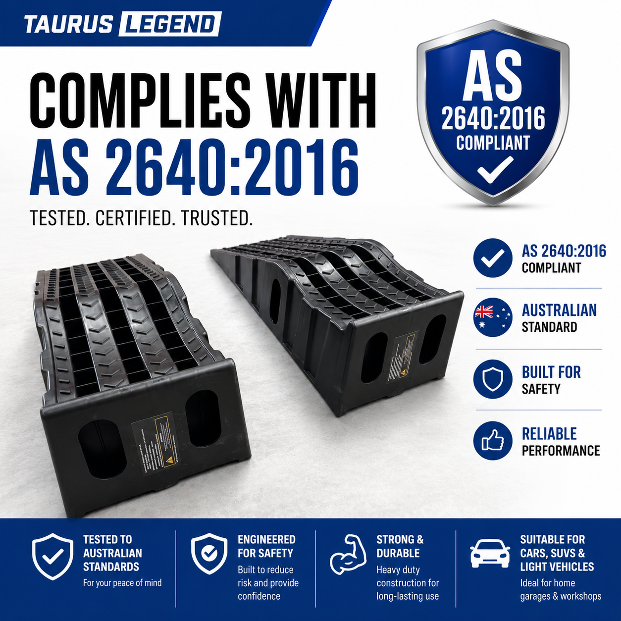 3000kg Car Ramps Set 170mm High Rise Heavy Duty Service Ramps AS2640
