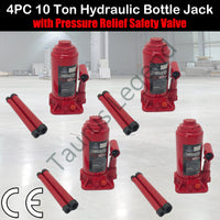 4x 10 Ton GS Hydraulic Bottle Jack w/Safety Valve Car Van Truck Caravan 4WD Lift