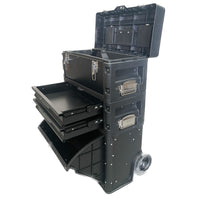 Lockable Rolling Tool Box on Wheels 3 Compartment Combination Telescopic Handle