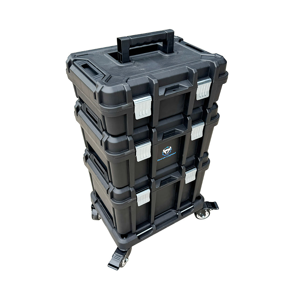 4 in 1 Mobile Tool Box Rolling Tool Chest ABS Storage w Lockable Castors