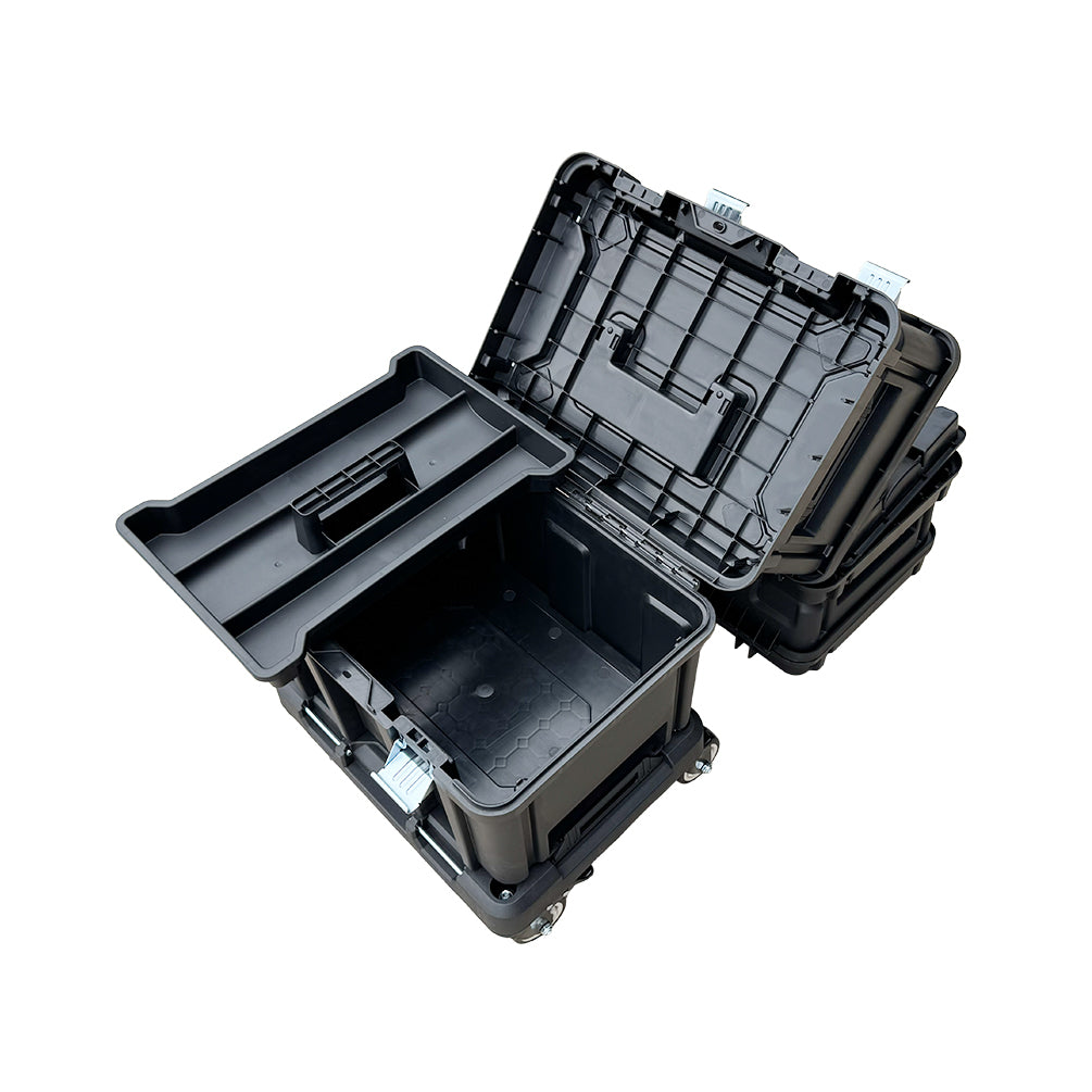 4 in 1 Mobile Tool Box Rolling Tool Chest ABS Storage w Lockable Castors