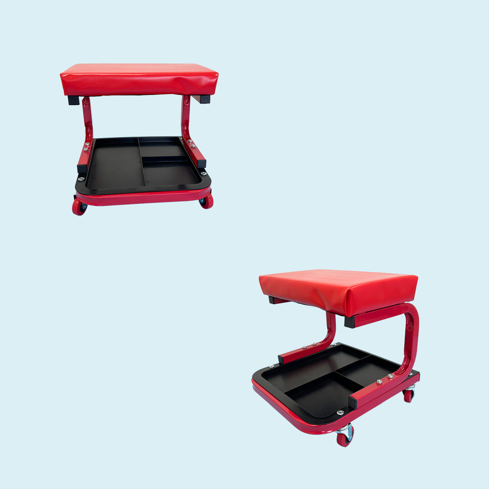 Mechanic Rolling Creeper Seat Mobile Garage Work Stool Tool Storage 150kg Load