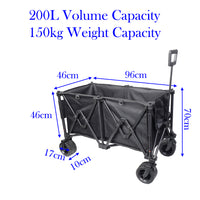 Collapsible Camping Wagon Outdoor Cart 200L Storage Trolley Off Road Wheel Black