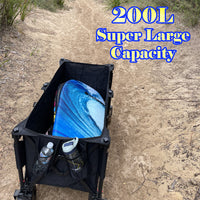 Collapsible Camping Wagon Outdoor Cart 200L Storage Trolley Off Road Wheel Black