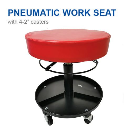 150kg Pneumatic Roller Seat Mechanic Rolling Stool with Round Tool Tray