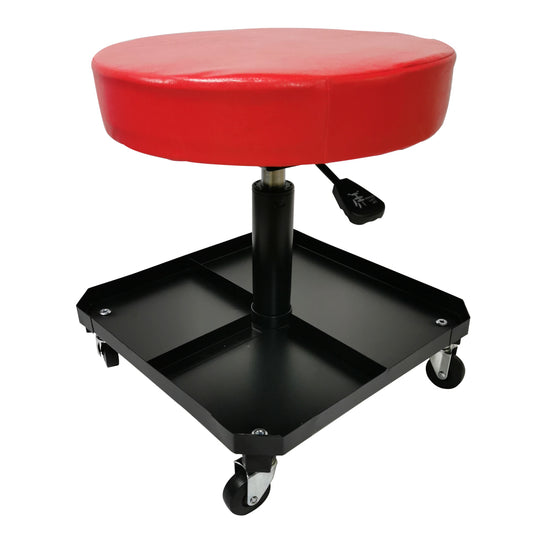 150kg Pneumatic Roller Seat Mechanic Rolling Stool with Square Tool Tray