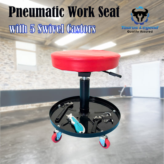 Pneumatic Roller Seat Mechanic Rolling Stool With Tool Tray 150kg Capacity