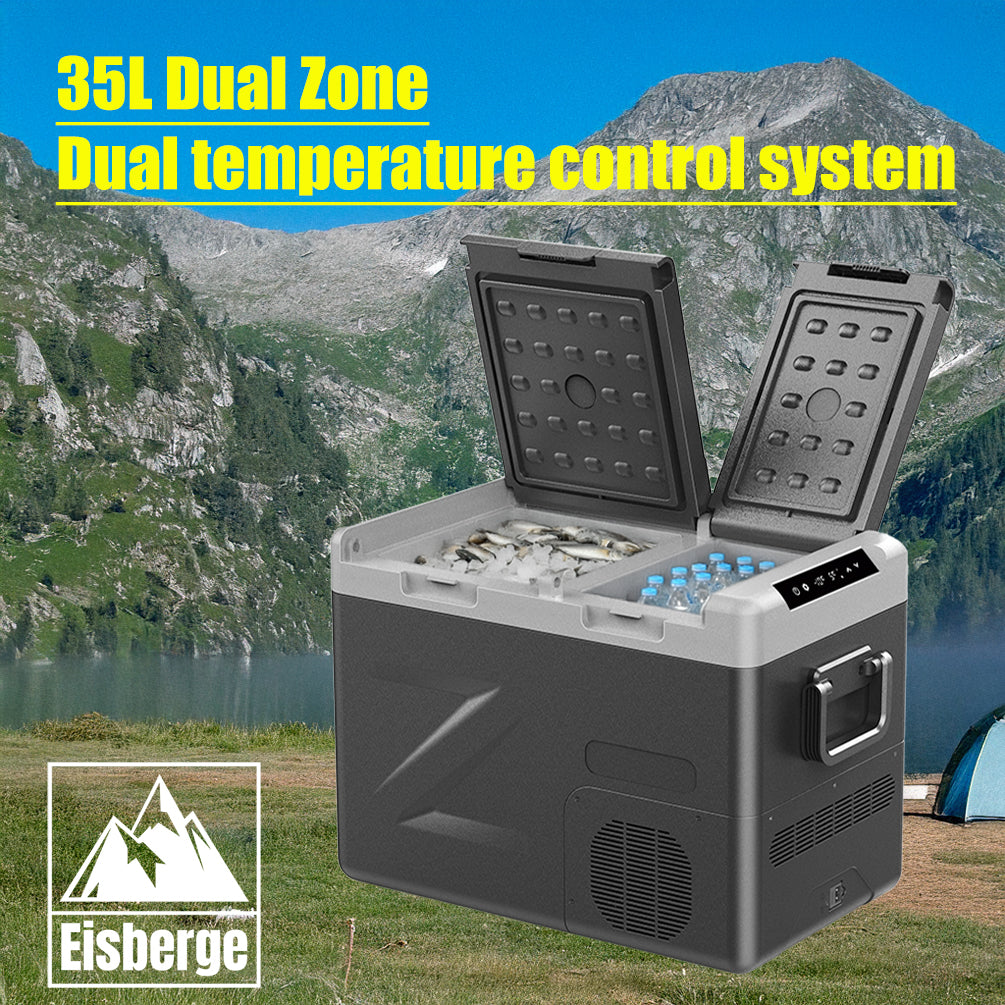 35L Portable Car Fridge Freezer Dual Zone Separate Temperature 12V/24V/240V 4WD