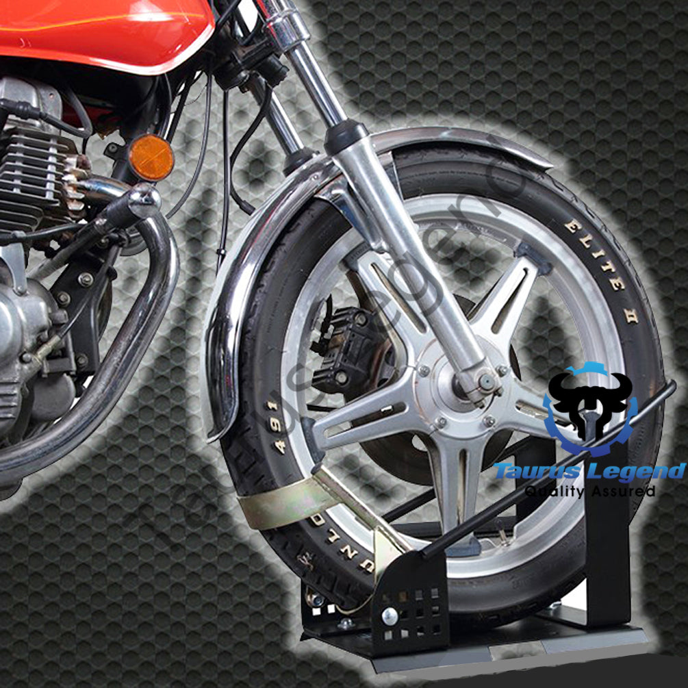 17"-21" Motorcycle Front Wheel Chock Motorbike Trailer Stand 12 Adjustable Holes