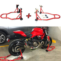 2PC Motorcycle Dolly Wheel Stand - Motorbike Front Wheel Stand+Rear Wheel Stand